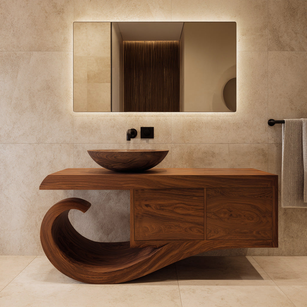 Contemporary Wooden Bathroom Vanity With Storage For Bathroom