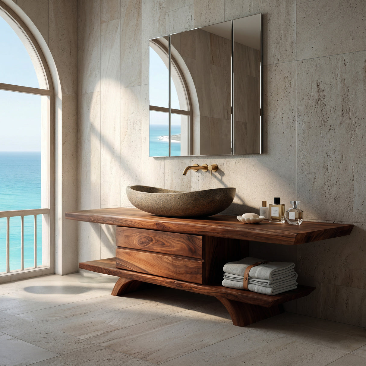 Modern Natural Wood Bathroom Vanity For Bathroom Storage