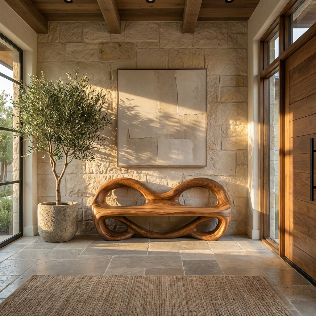 Sculptural Entrance Bench For Luxury Entryway Decor