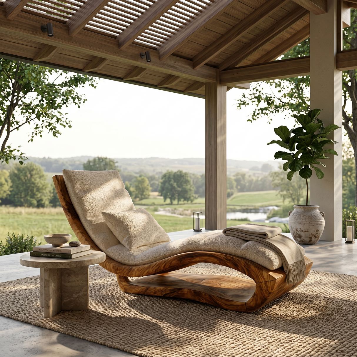 Organic Modern Wooden Daybed Minimalist Luxury Interior Design