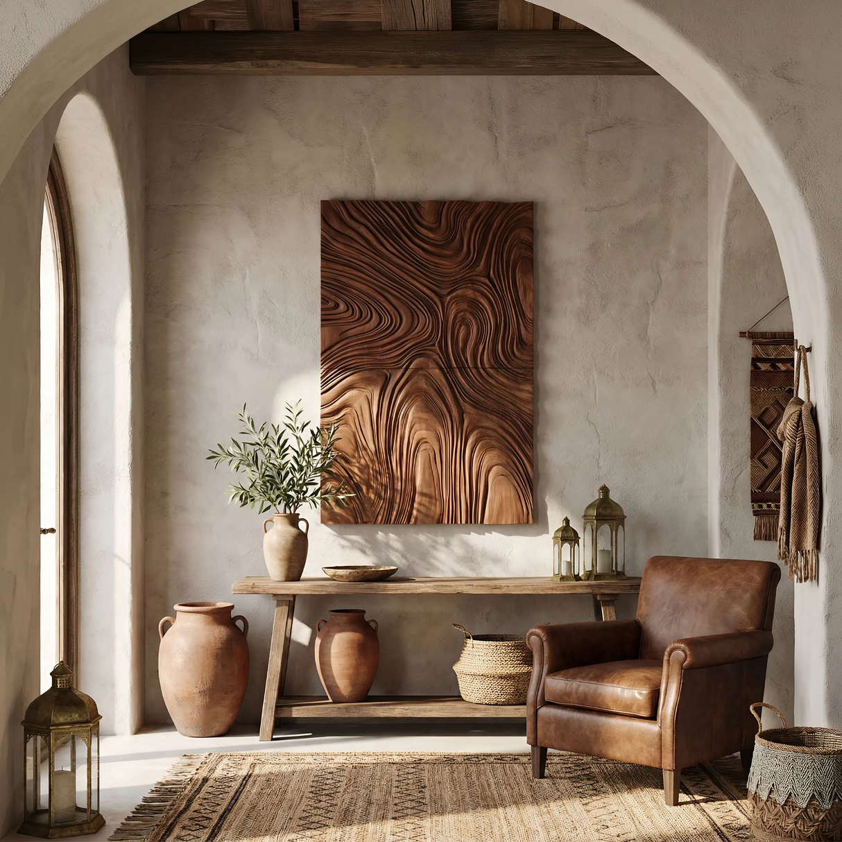 Minimalist Curved Wall Art Panel For Bedroom Interior
