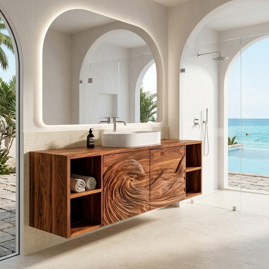 Modern Ocean Wave Bathroom Vanity For Contemporary Bathroom