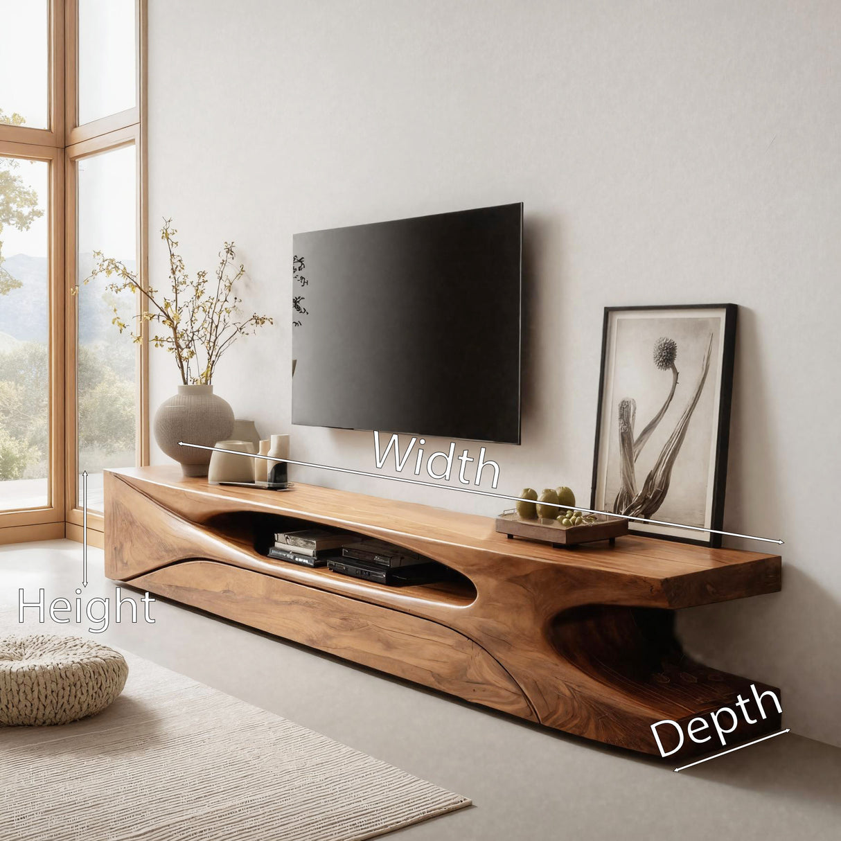 Modern Live Edge TV Console For Living Room