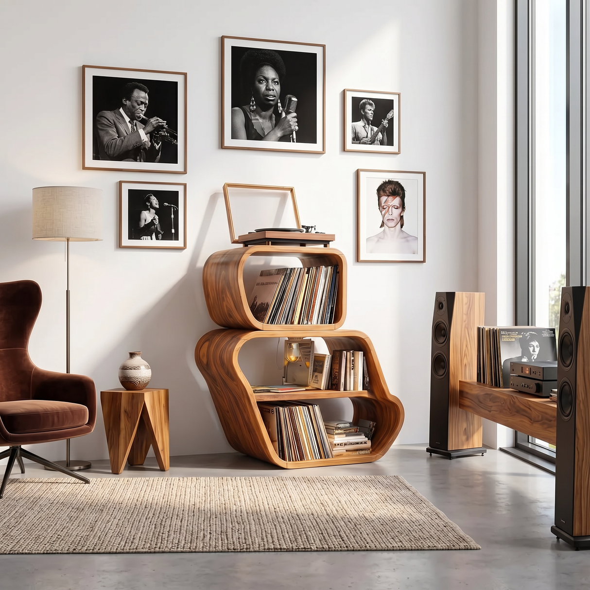 Mid Century Vinyl Record Console For Livingroom Style