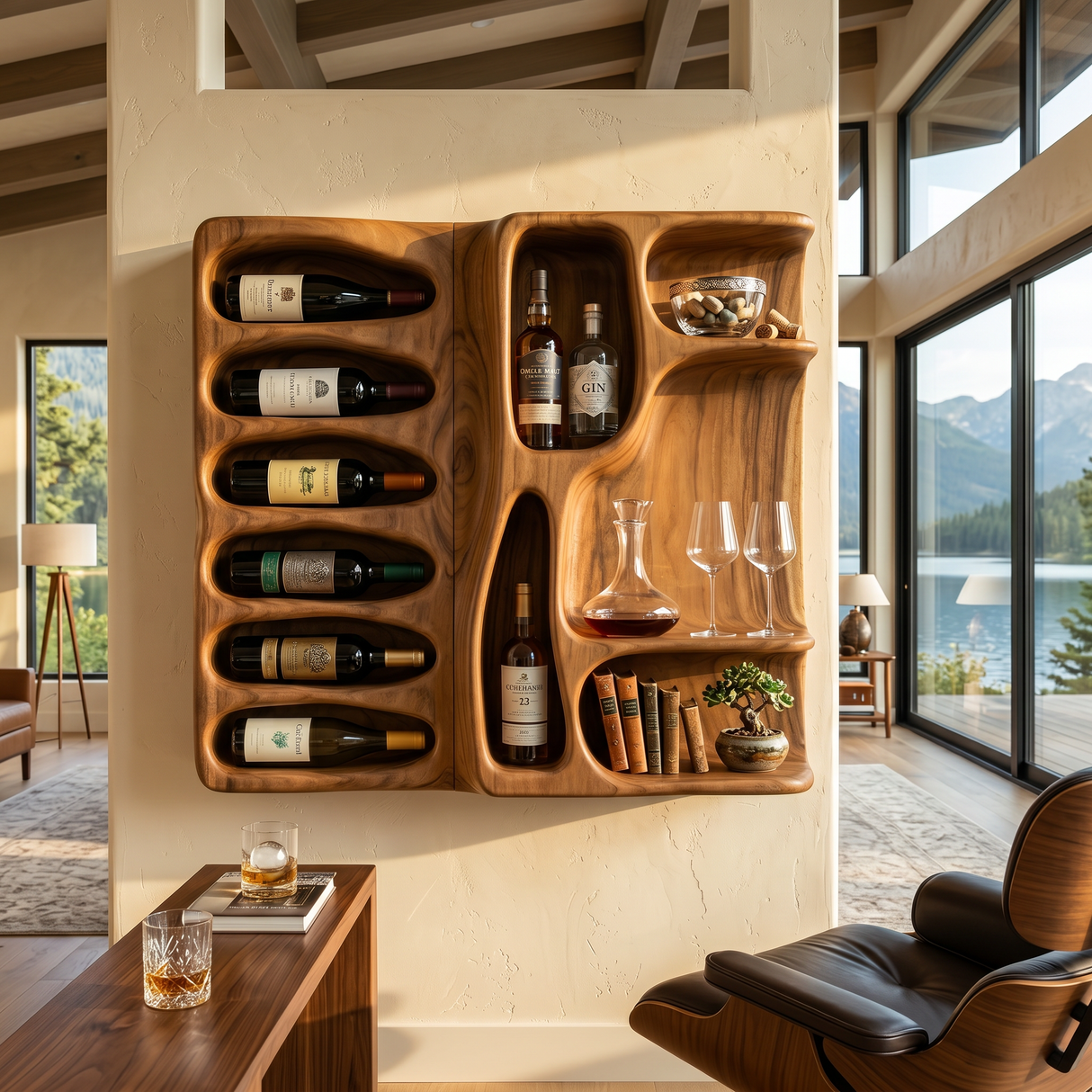 Modern Mountain Silhouette Wine Holder For Living Room
