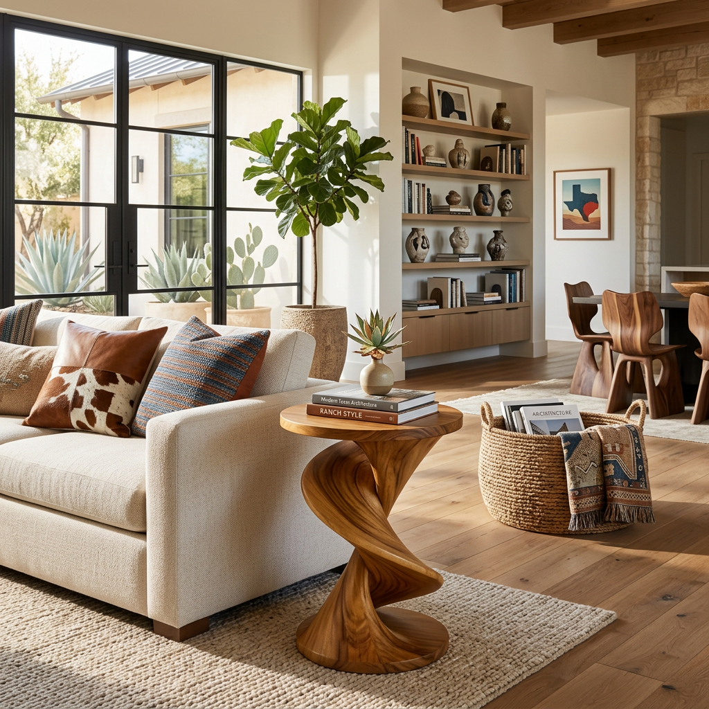 Elegant Side Table With Softly Curved Base For Living Room