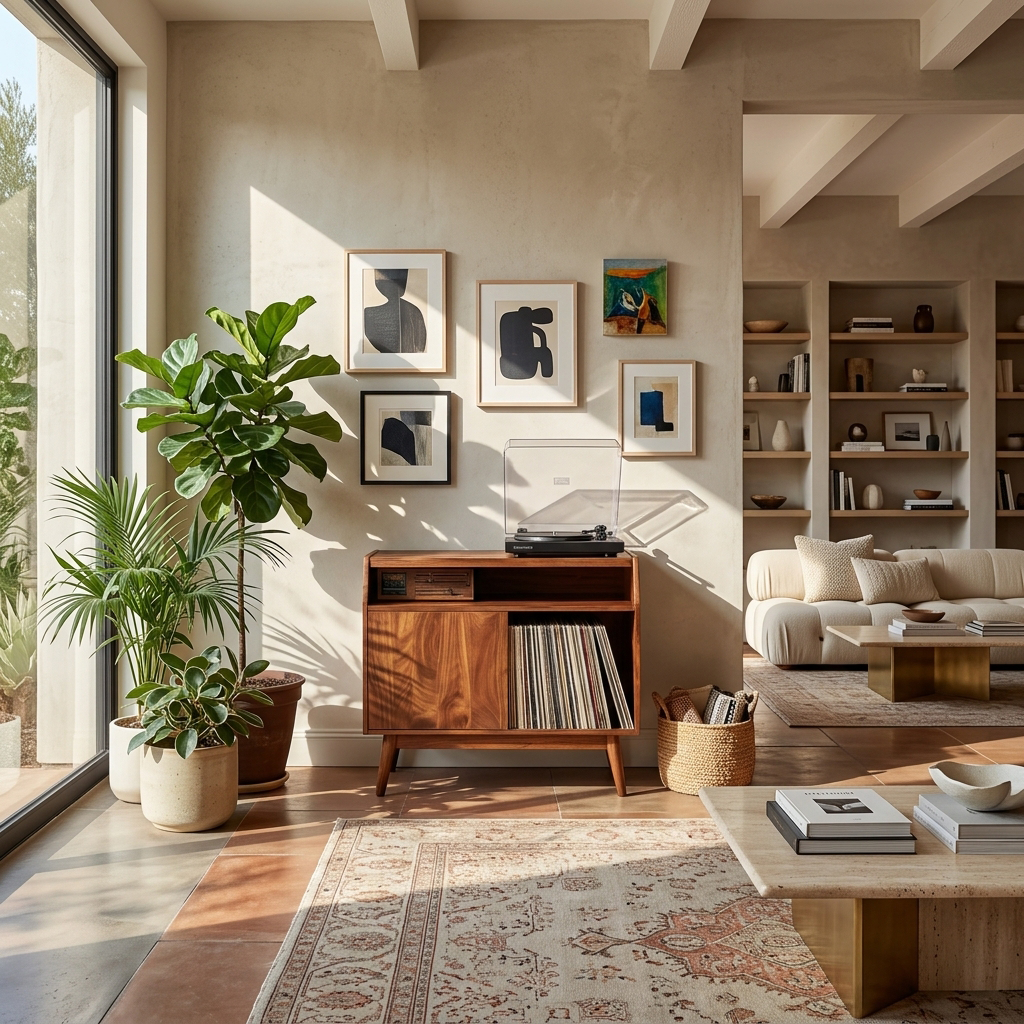 Modern Wooden Record Player Stand For Living Room Furniture