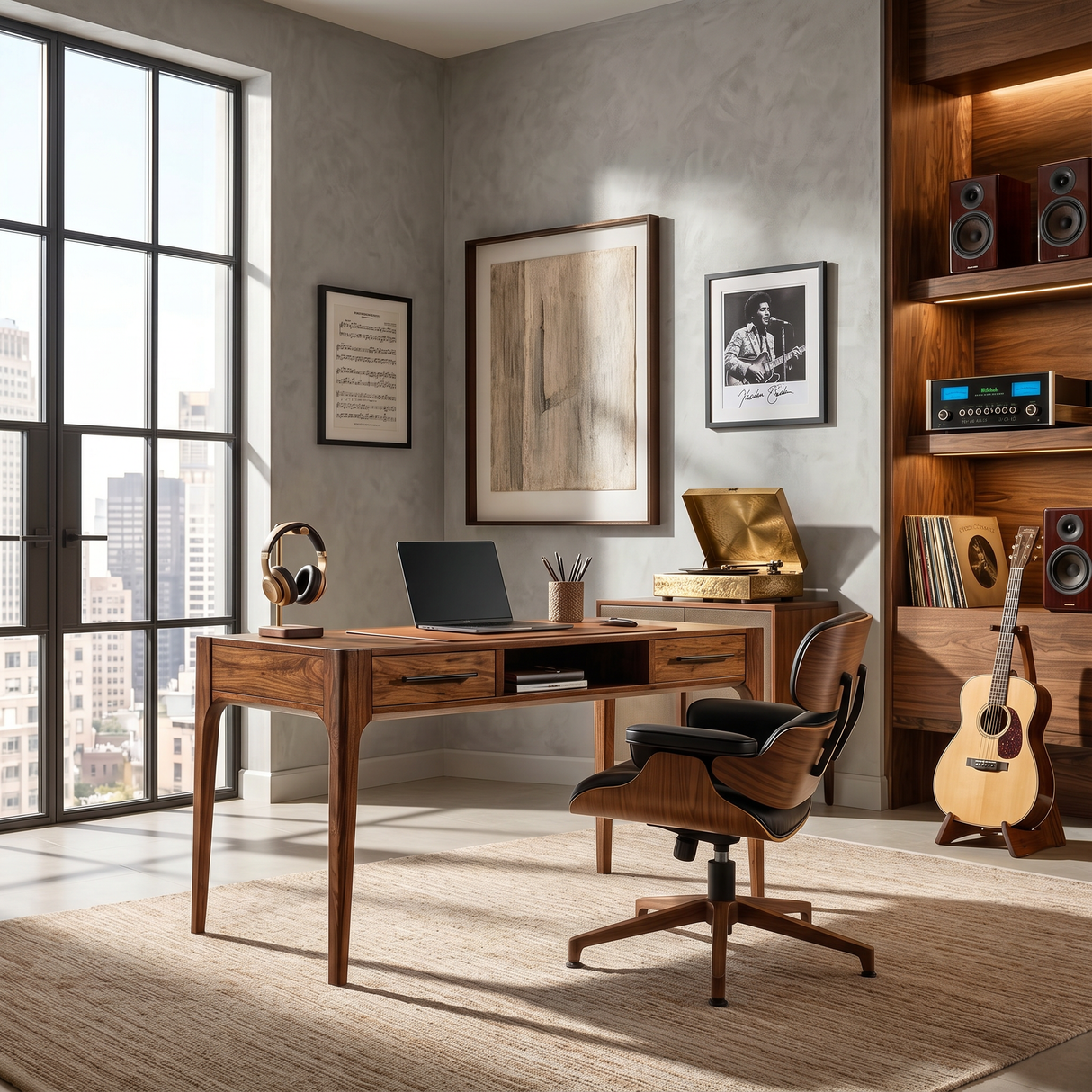 Contemporary Writing Desk With Slim Drawers For Study Room