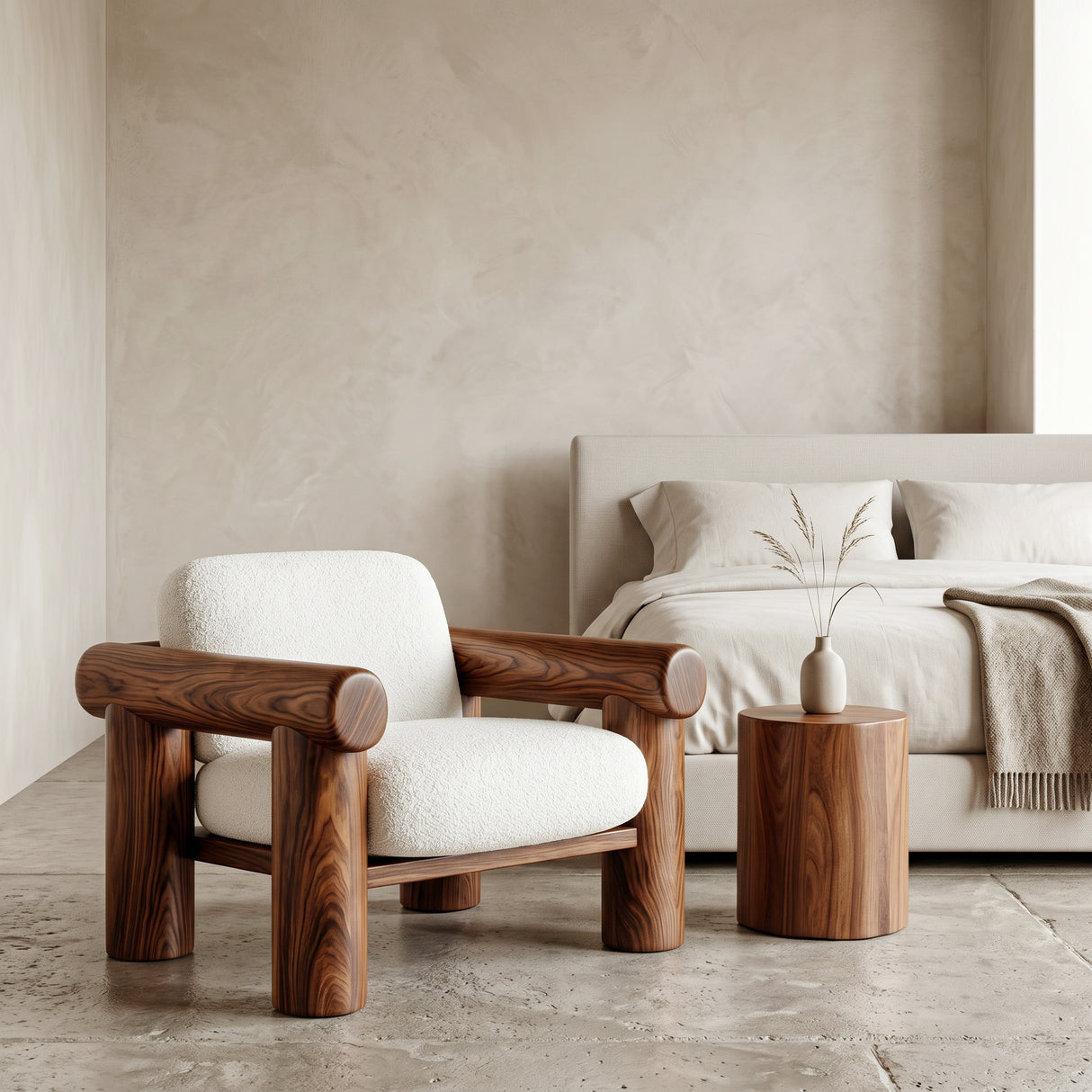 Organic Barrel Frame Armchair For Living Room
