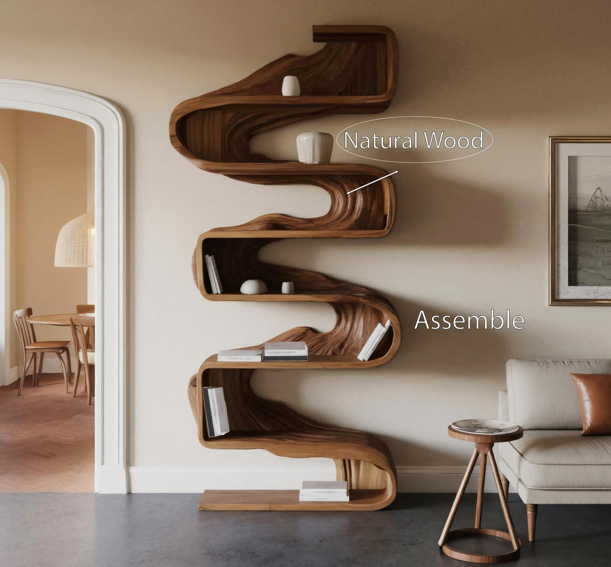 Artistic Sculptural Bookshelf For Living Room