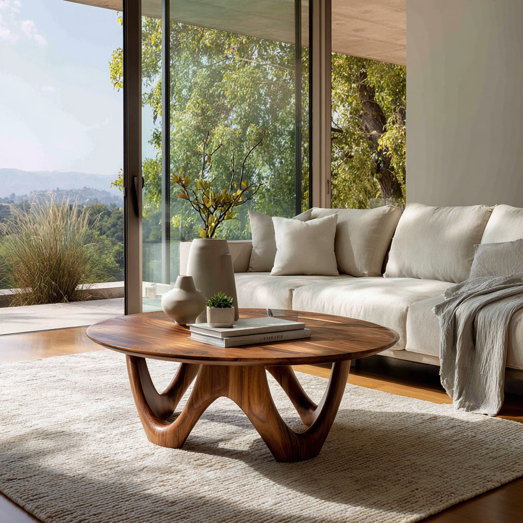Minimalist Wooden Round Coffee Table For Living Room Decor