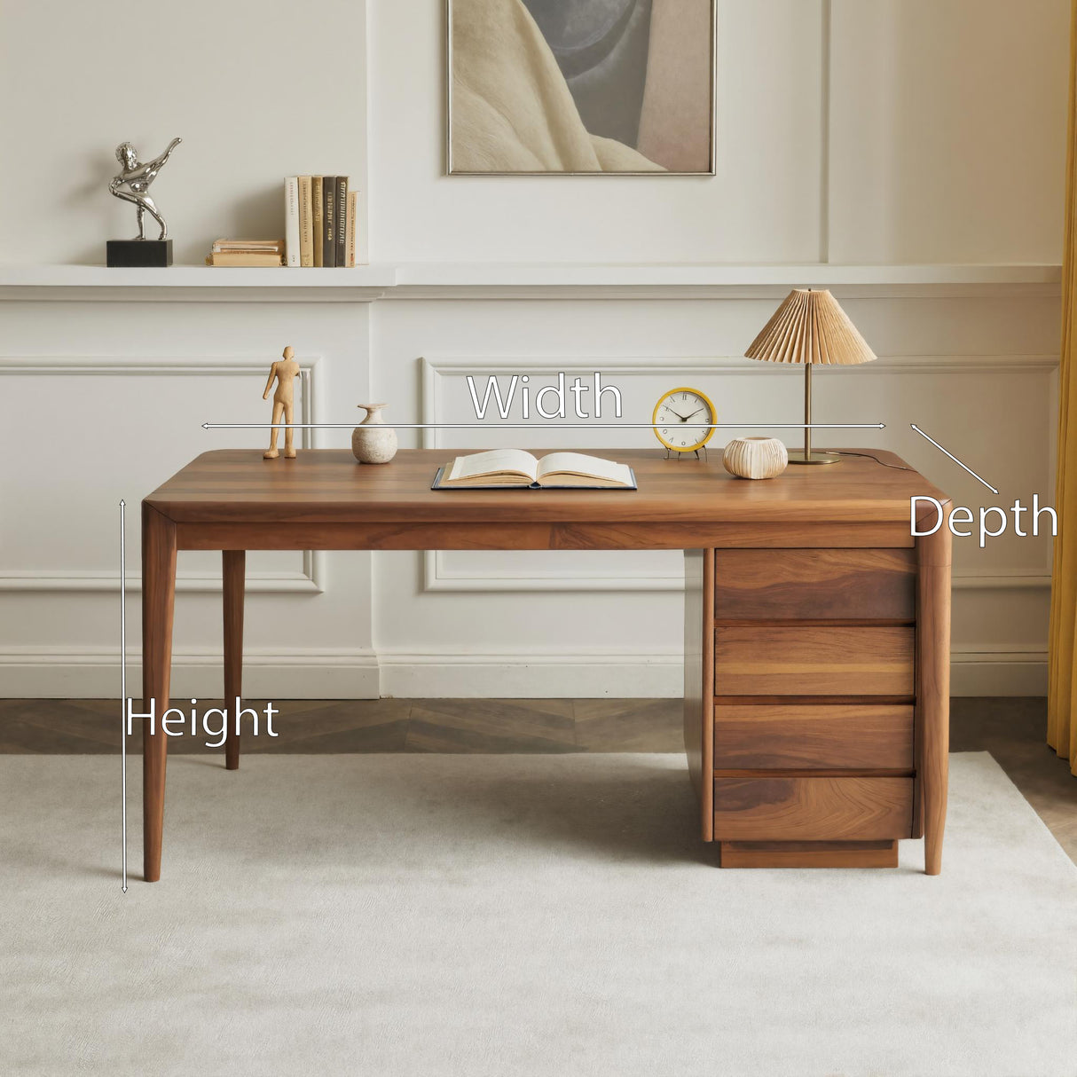 Modern Writing Desk With Drawers For Home Office