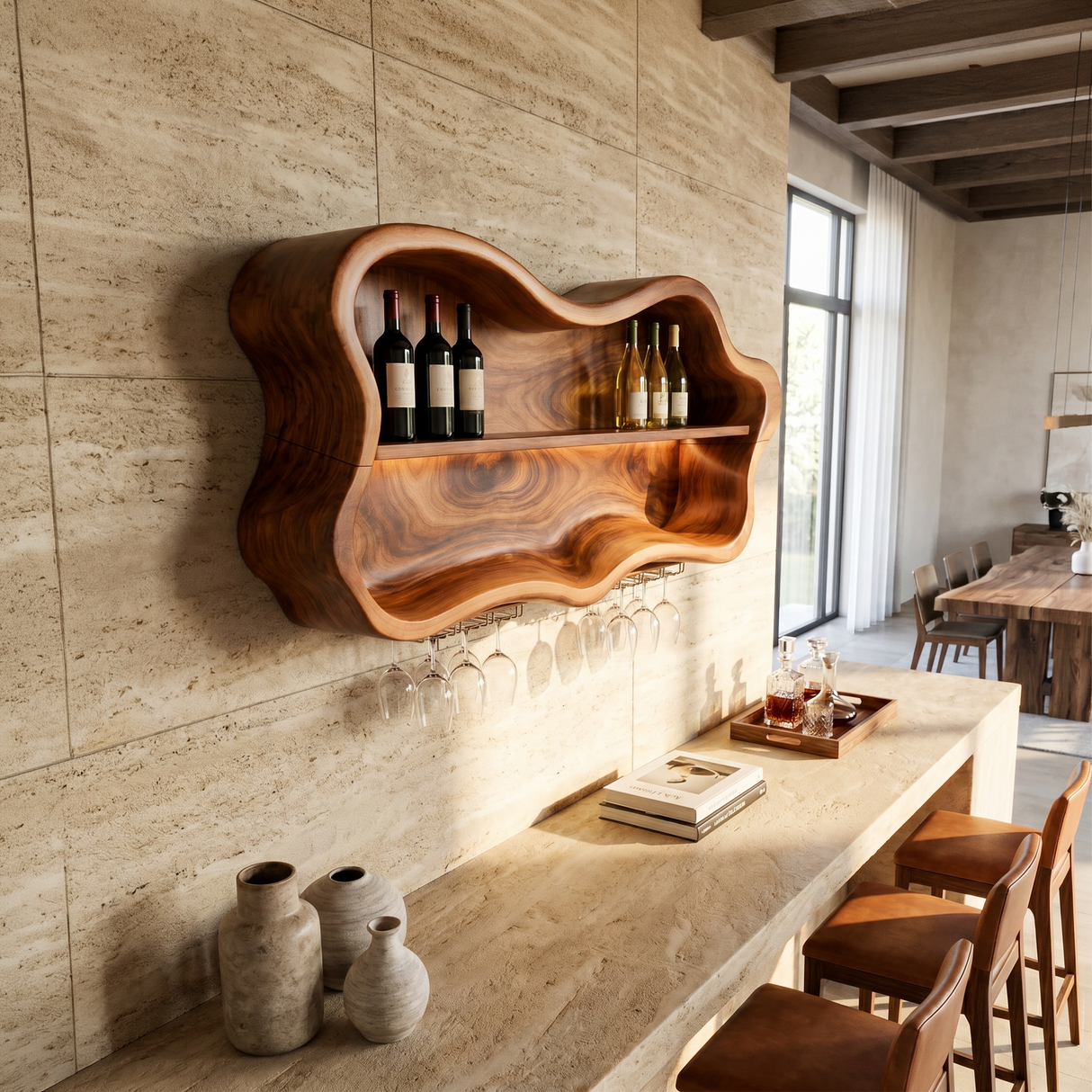 Modern Glass Holder Wine Holder For Open Dining Area