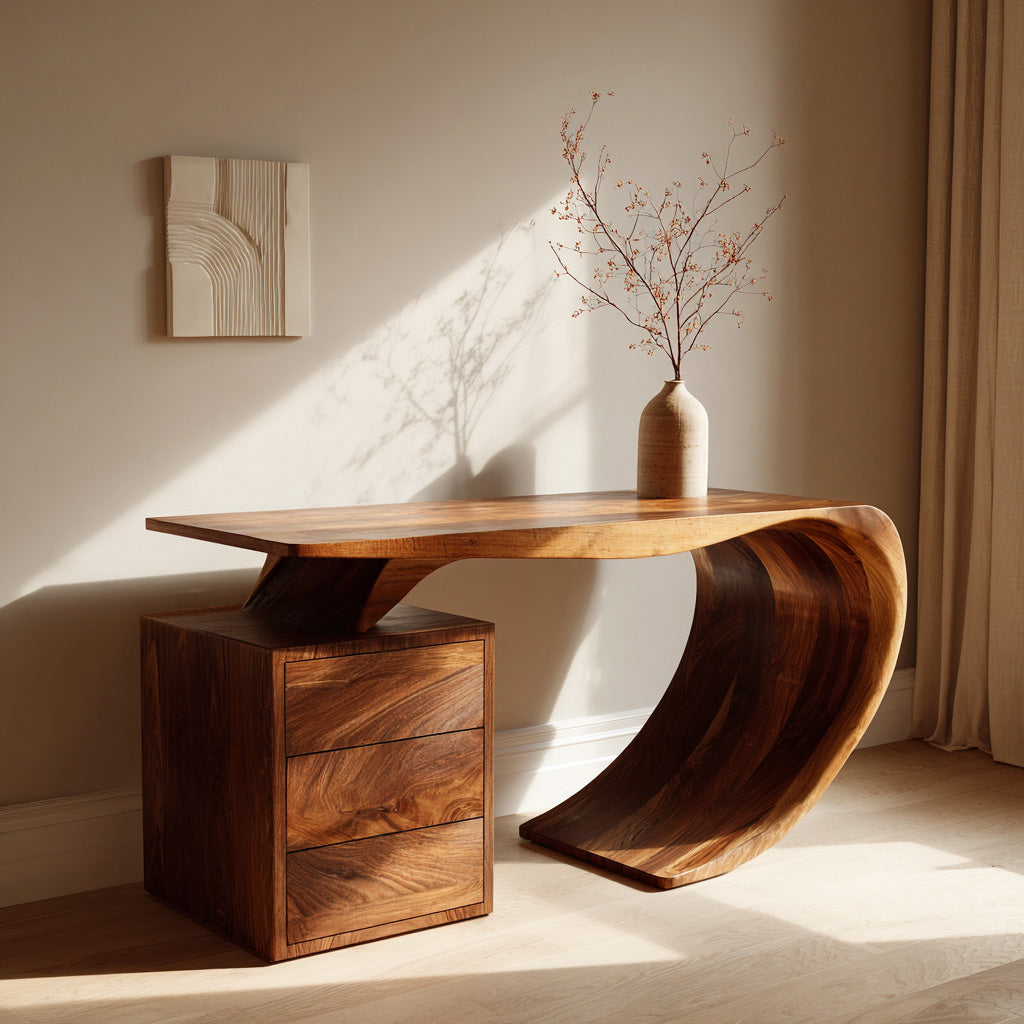 Modern Farmhouse Wood Desk For Home Office Corner