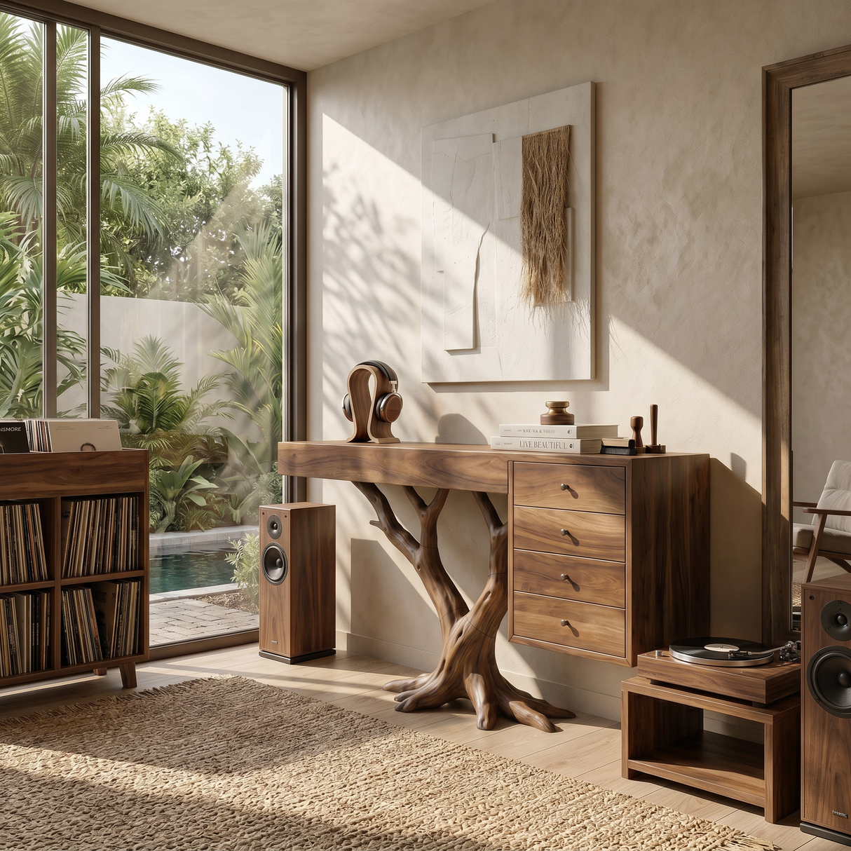 Organic Floating Console Table Designer Entryway