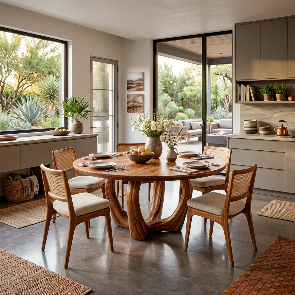 Elegant Wooden Round Dining Table For Dining Area