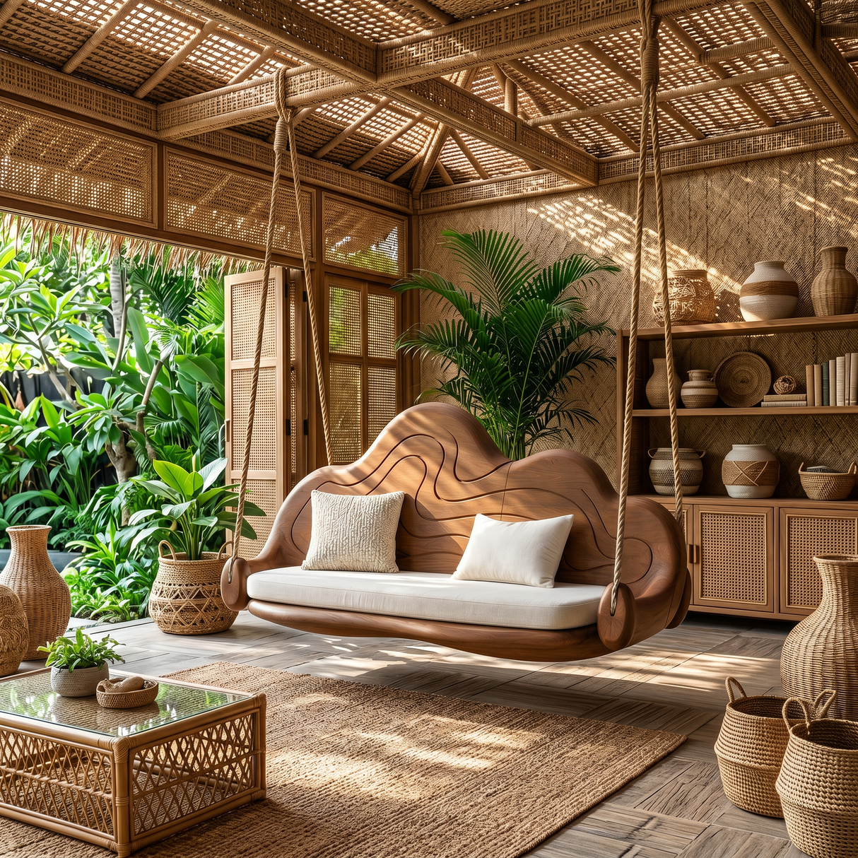 Scandinavian Sculptural Back Swing Open Lounge Interior Space