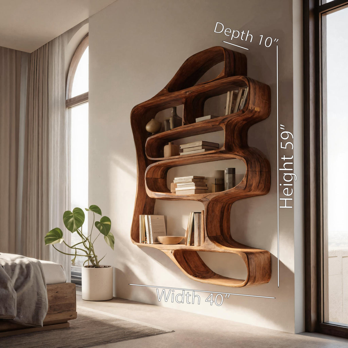 Sculptural Floating Bookshelf For Living Room Or Bedroom