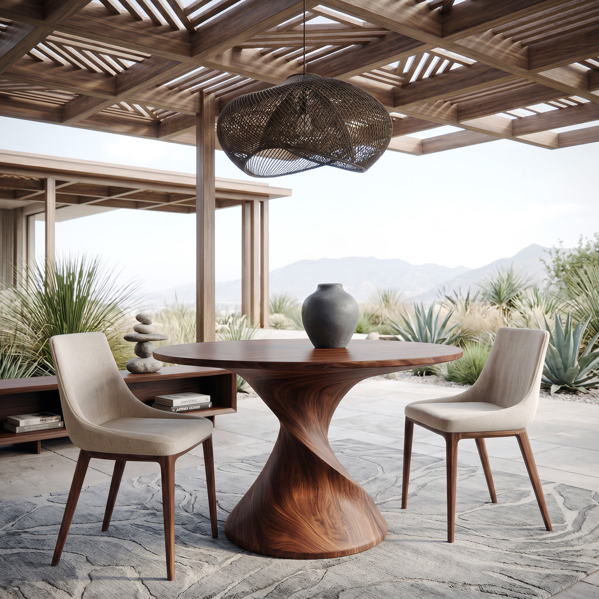 Organic Twisted Sculptural Dining Table For Breakfast Nook