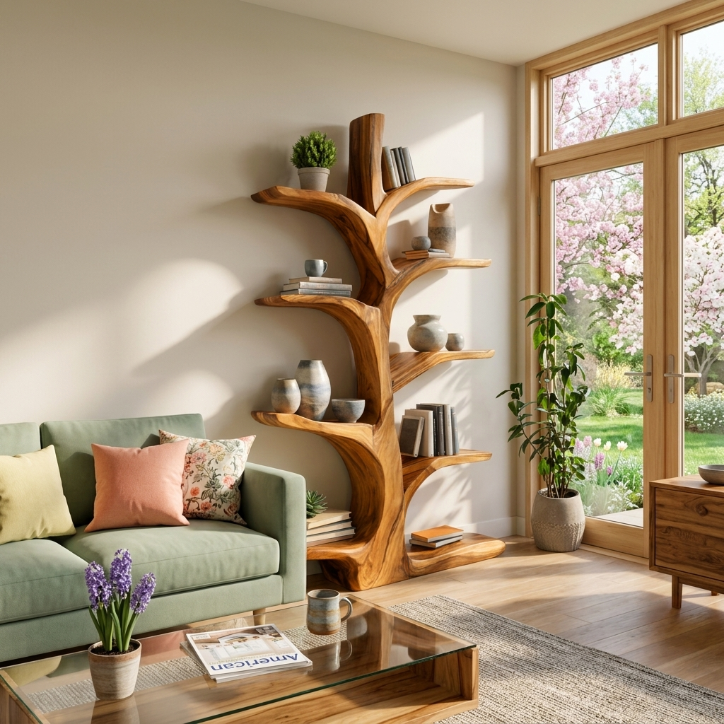 Minimal Natural Wood Bookshelf For Home