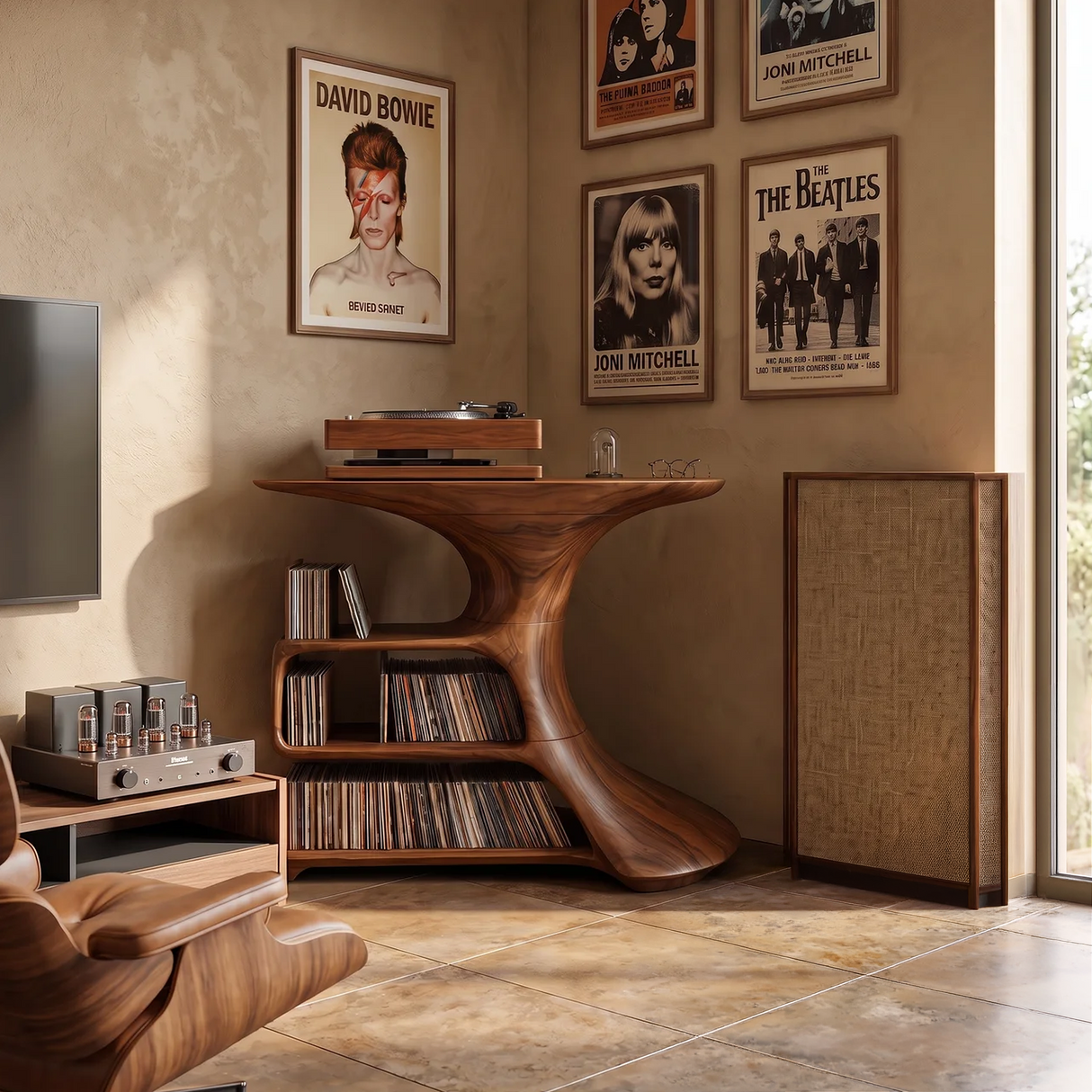 Mid Century Wooden Media Console For Bedroom Furniture