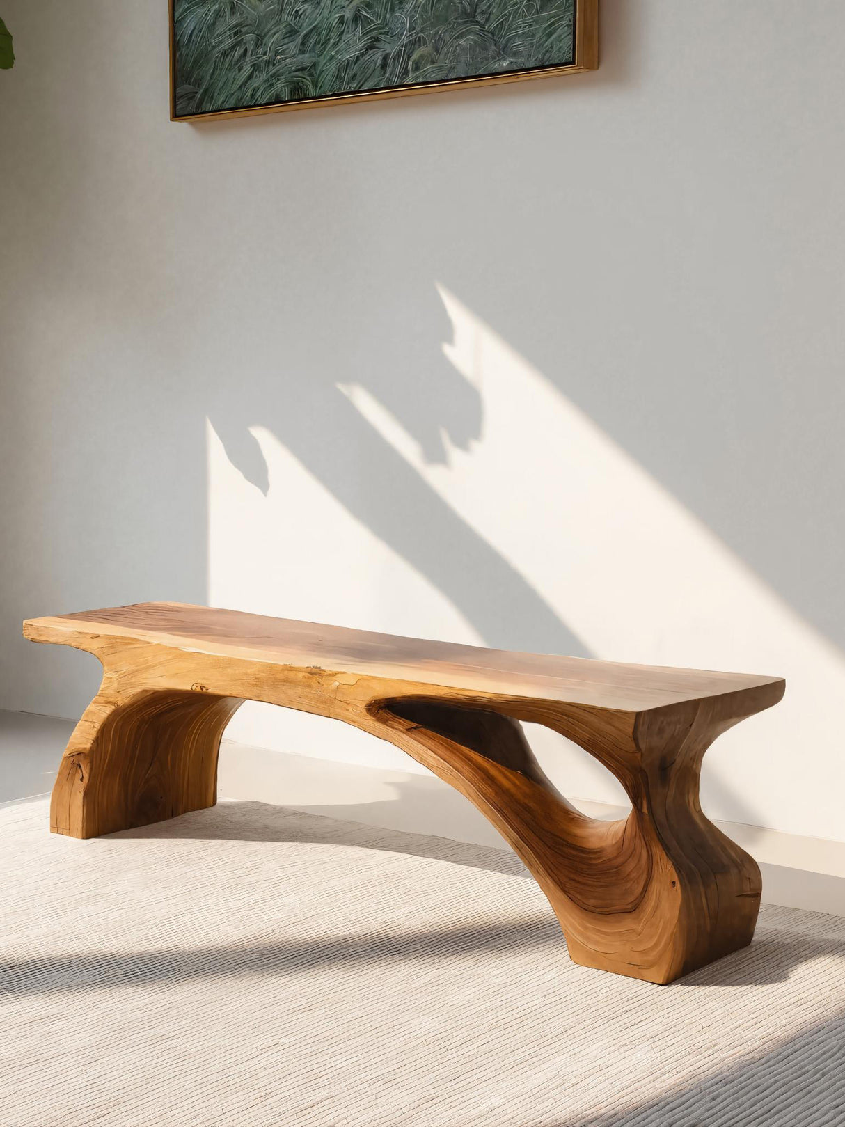 Organic Live Edge Bench For Modern Entryway Or Living Room