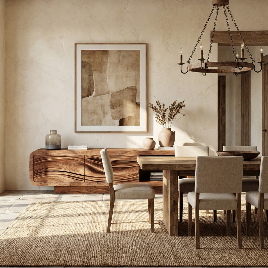 Modern Organic Sculpted Sideboard For Living Room