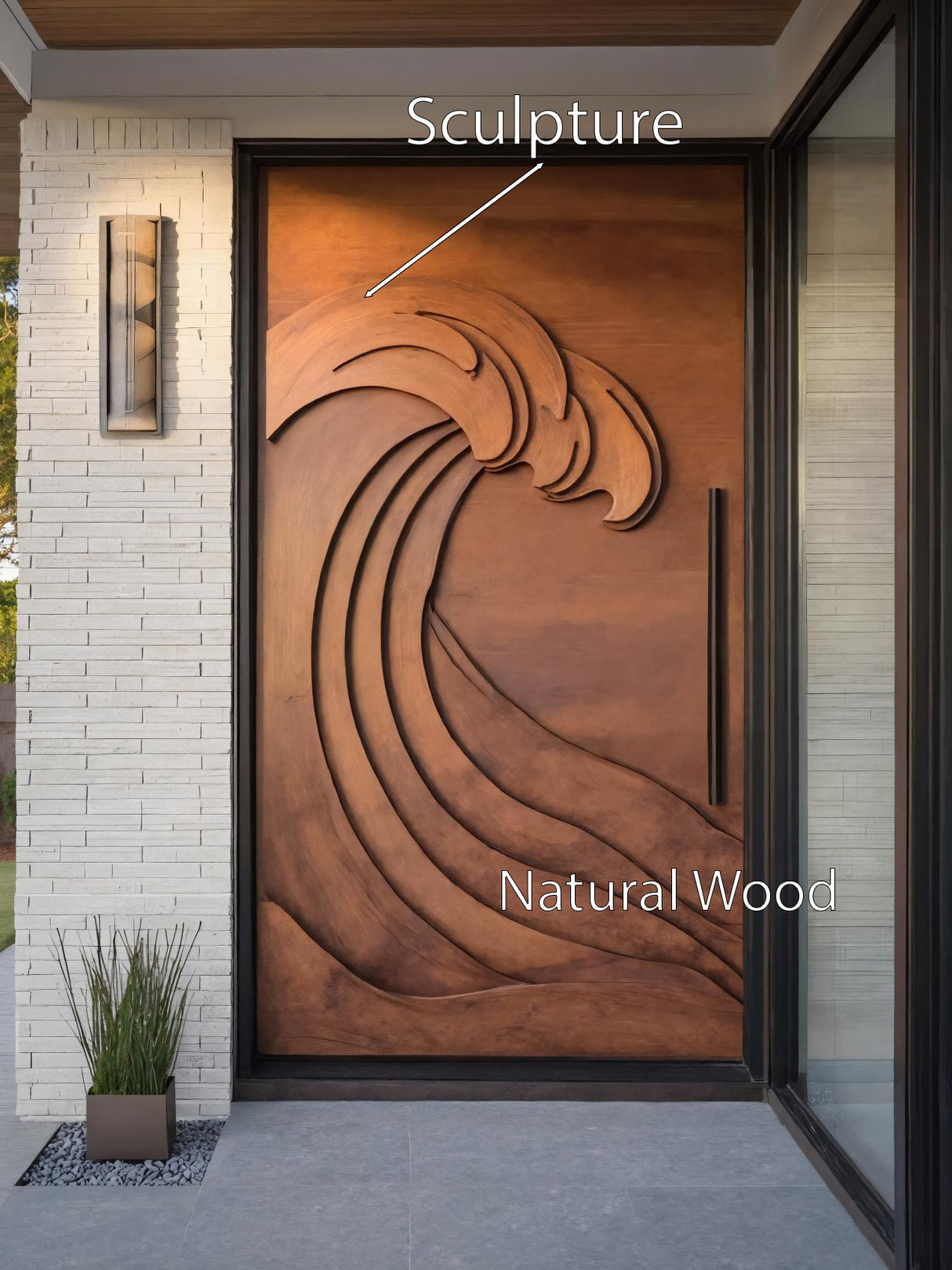 Contemporary Wave Pattern Door Design For Home Entrance