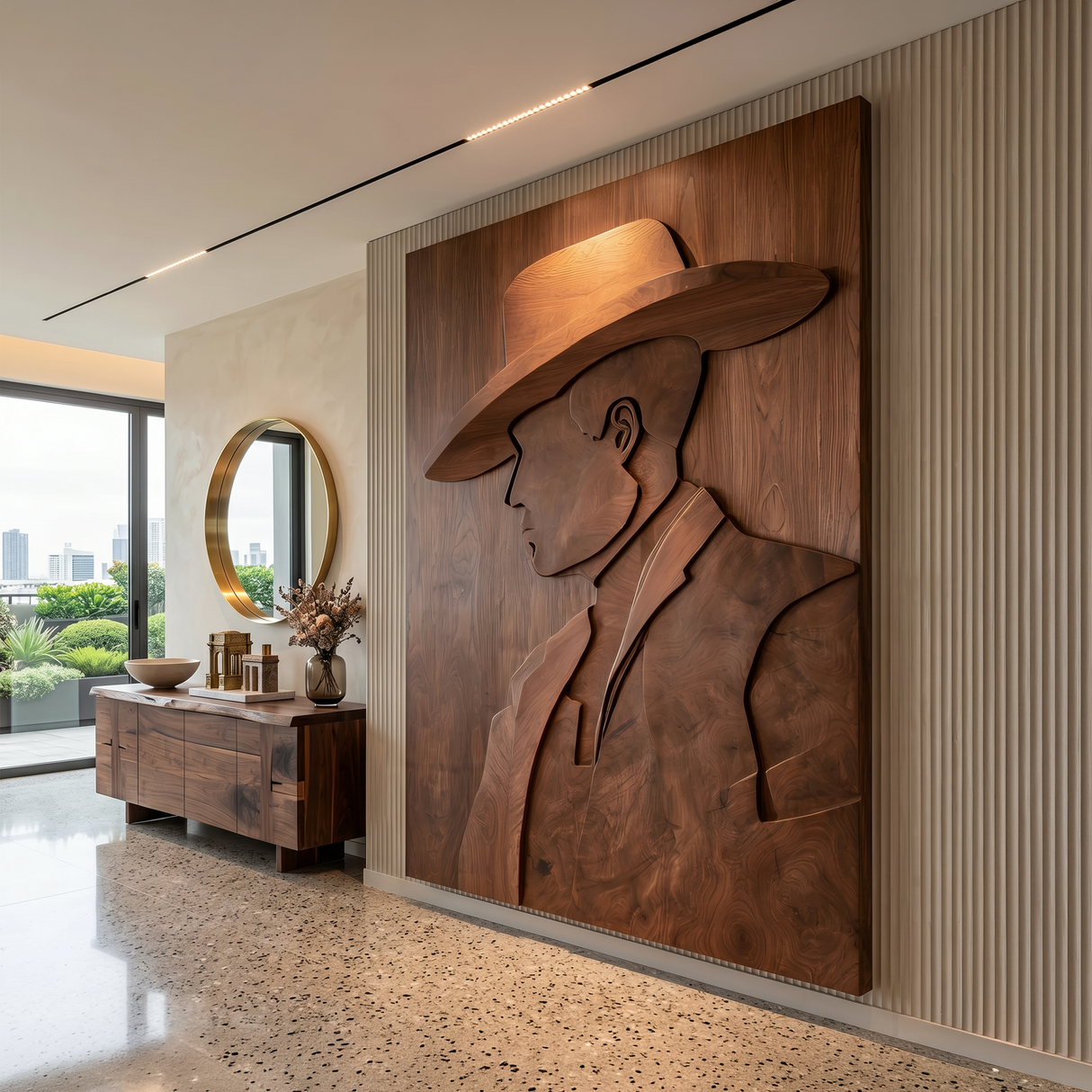 Modern Cowboy Portrait Wall Art For Home Office