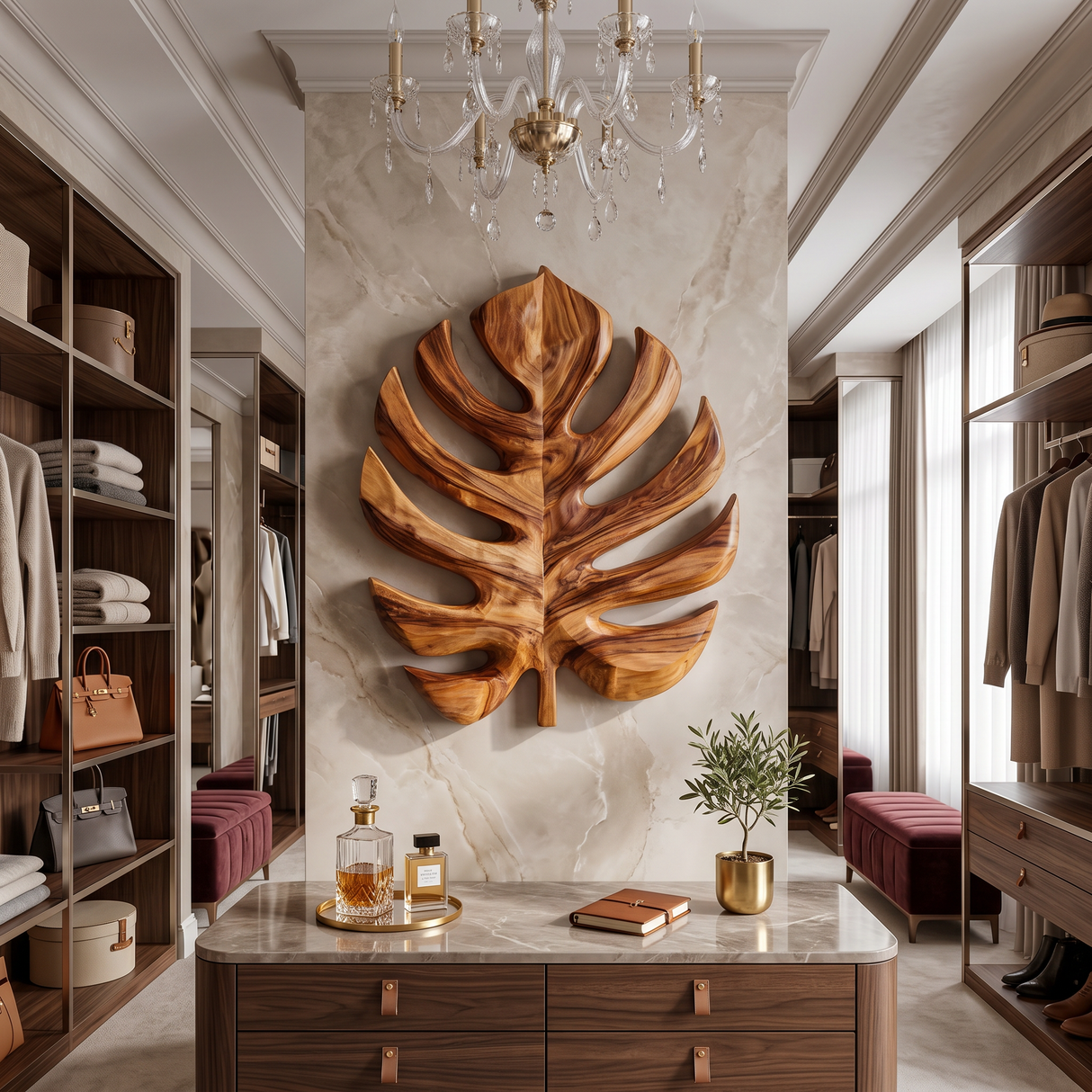 Organic Monstera Leaf Wall Art For Living Room