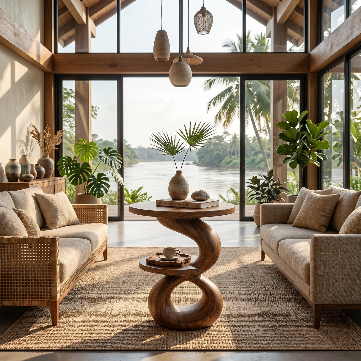 Modern Sculptural Side Table Outdoor Lounge