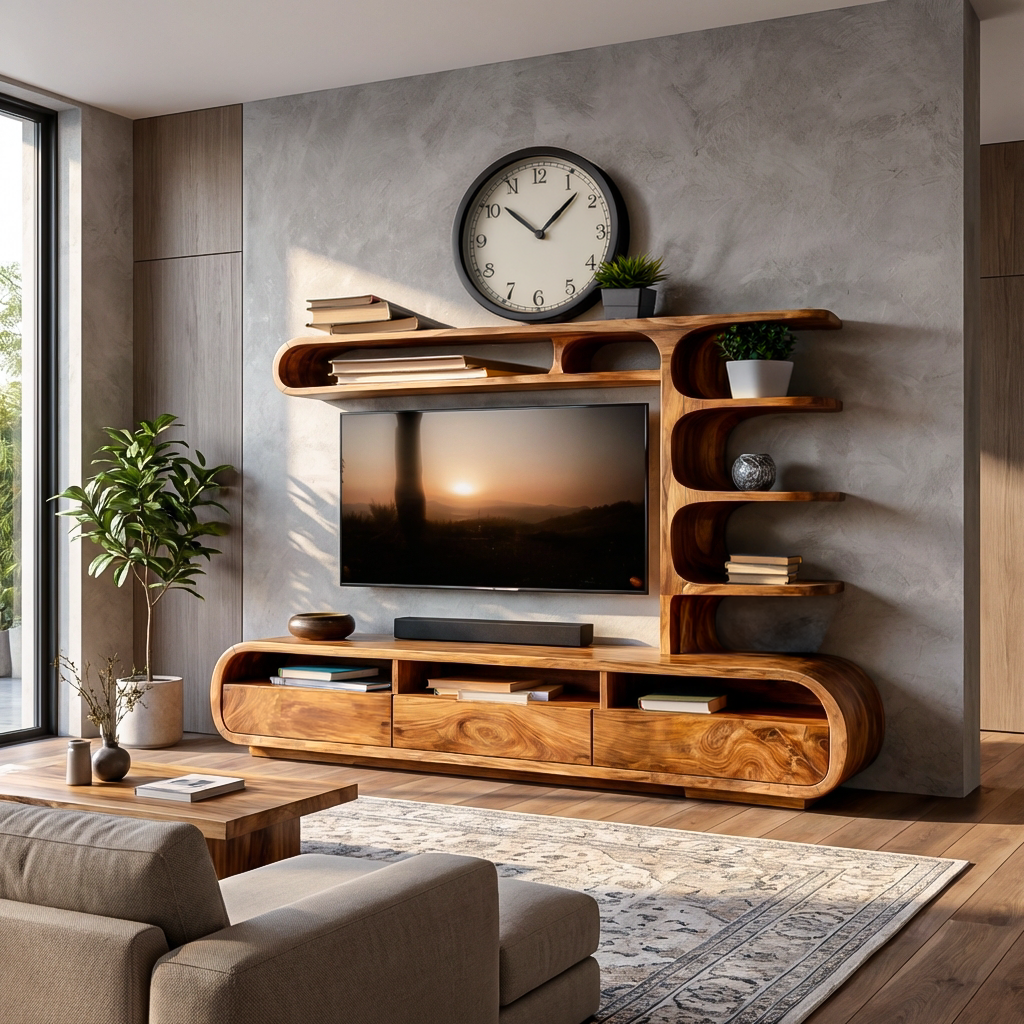 Elegant Wooden TV Console For Living Area