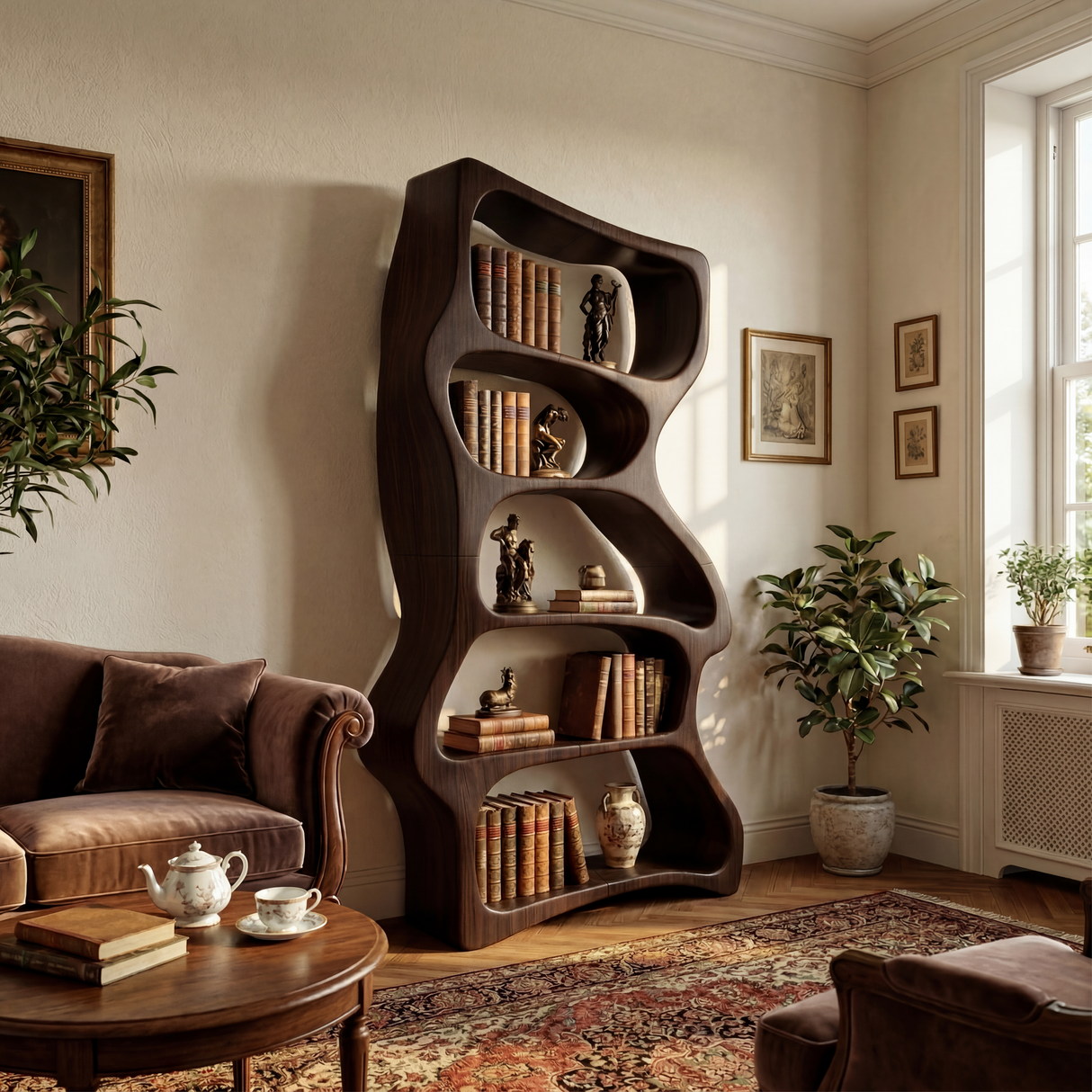 Contemporary Decorative Bookcase Storage Organizer For Living Room