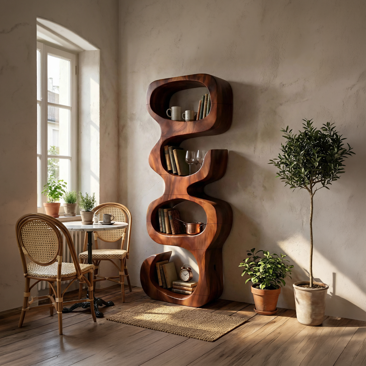Farmhouse Decorative Bookcase Display Organizer For Living Room