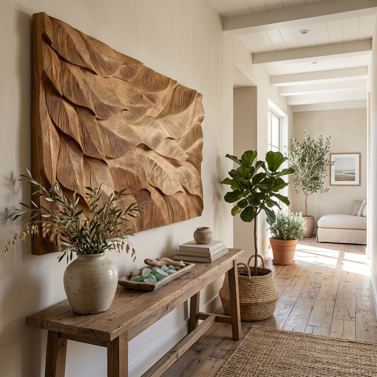 Organic Wall Art With Layered Texture For Living Room