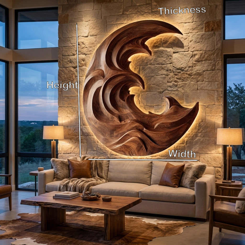 Organic Modern Wood Wave Wall Art For Living Room