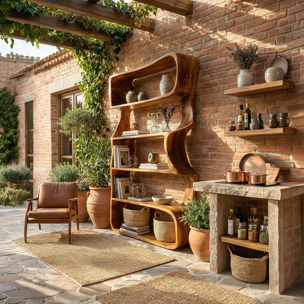 Organic Wooden Bookshelf For Home Storage Display