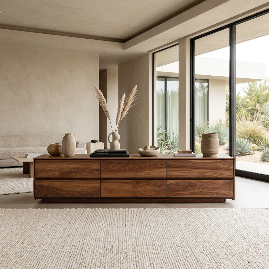 Modern Natural Wood Sideboard For Contemporary Living Room