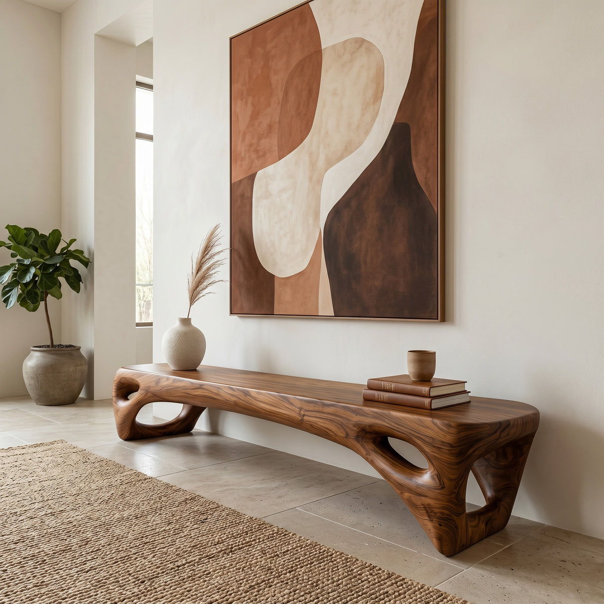 Modern Open Base Bench For Living Room