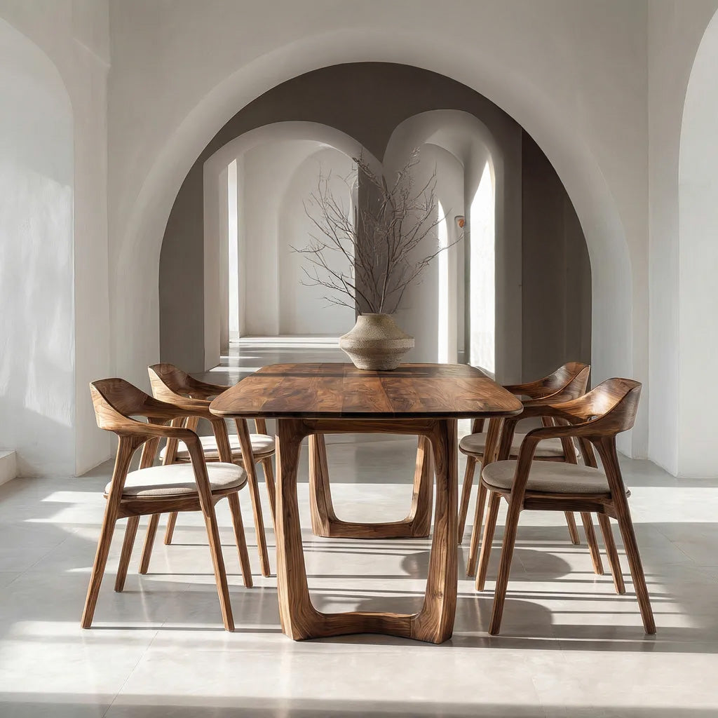 Organic Modern Dining Table With Sculptural Base For Dining Room