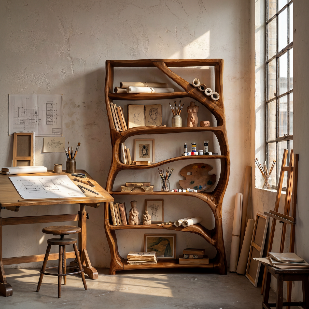 Minimalist Handcrafted Bookshelf Storage Organizer For Small Space