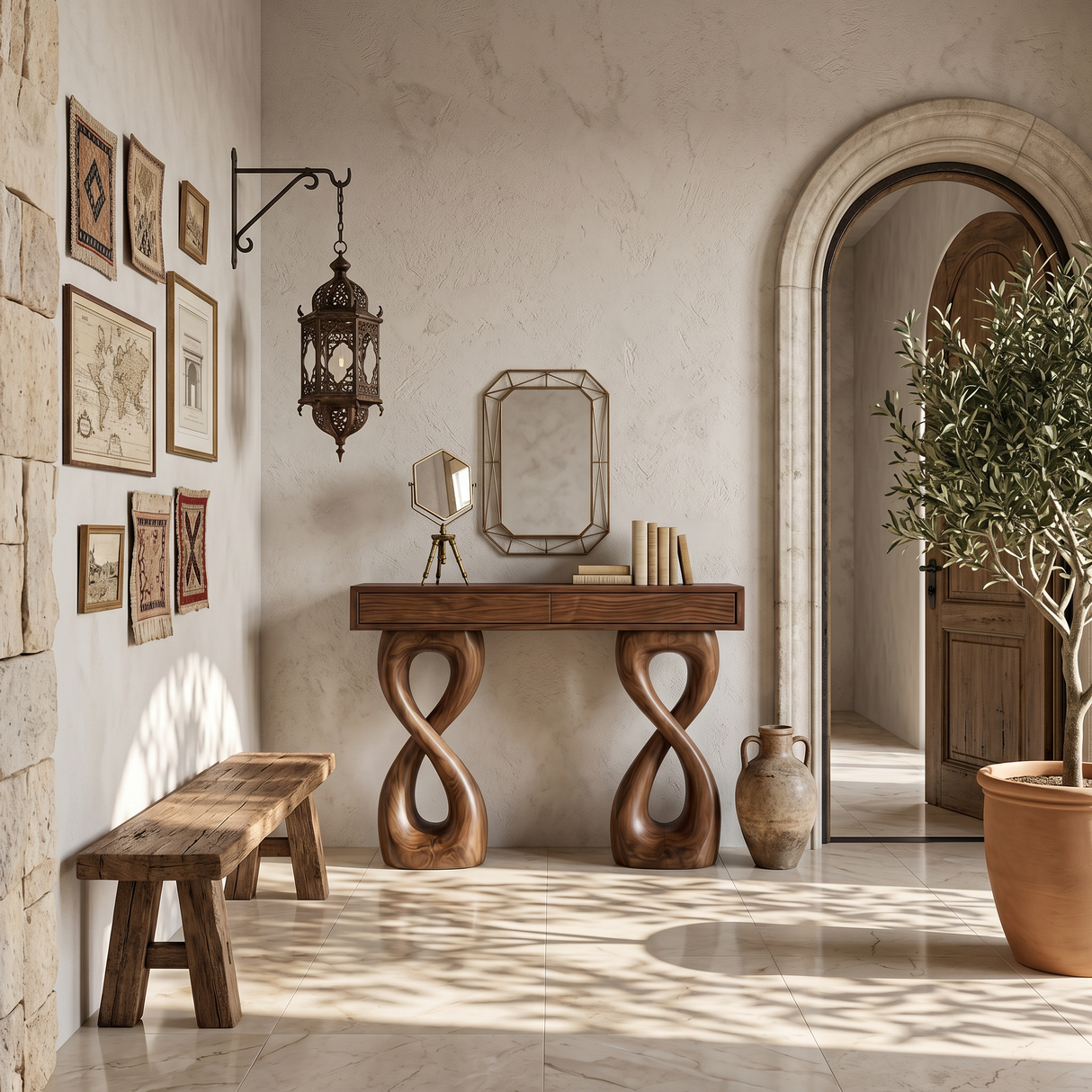 Wooden Console Table With Two-Figure-8 Base For Modern Interior