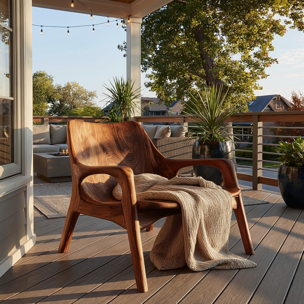 Mid Century Wooden Chair For Porch Or Entryway