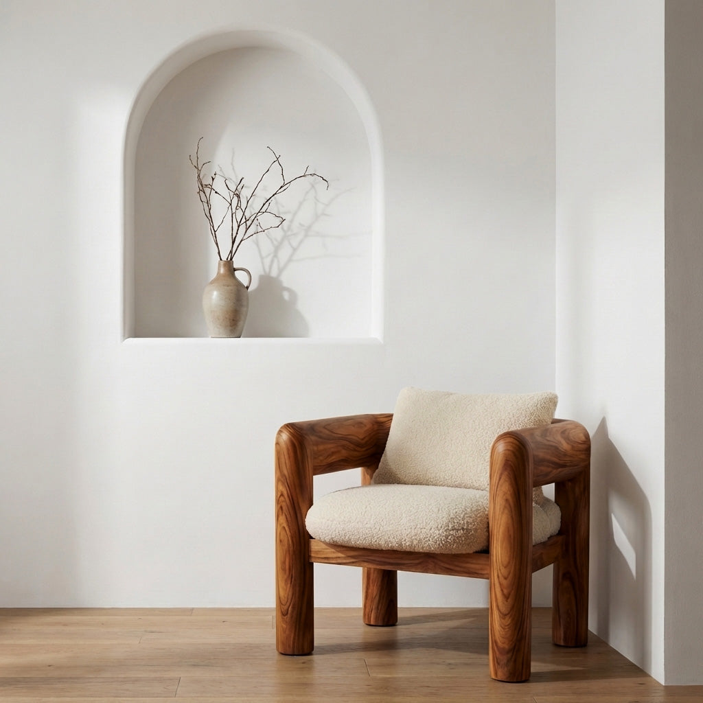 Minimalist Natural Wood Chair For Modern Living Room