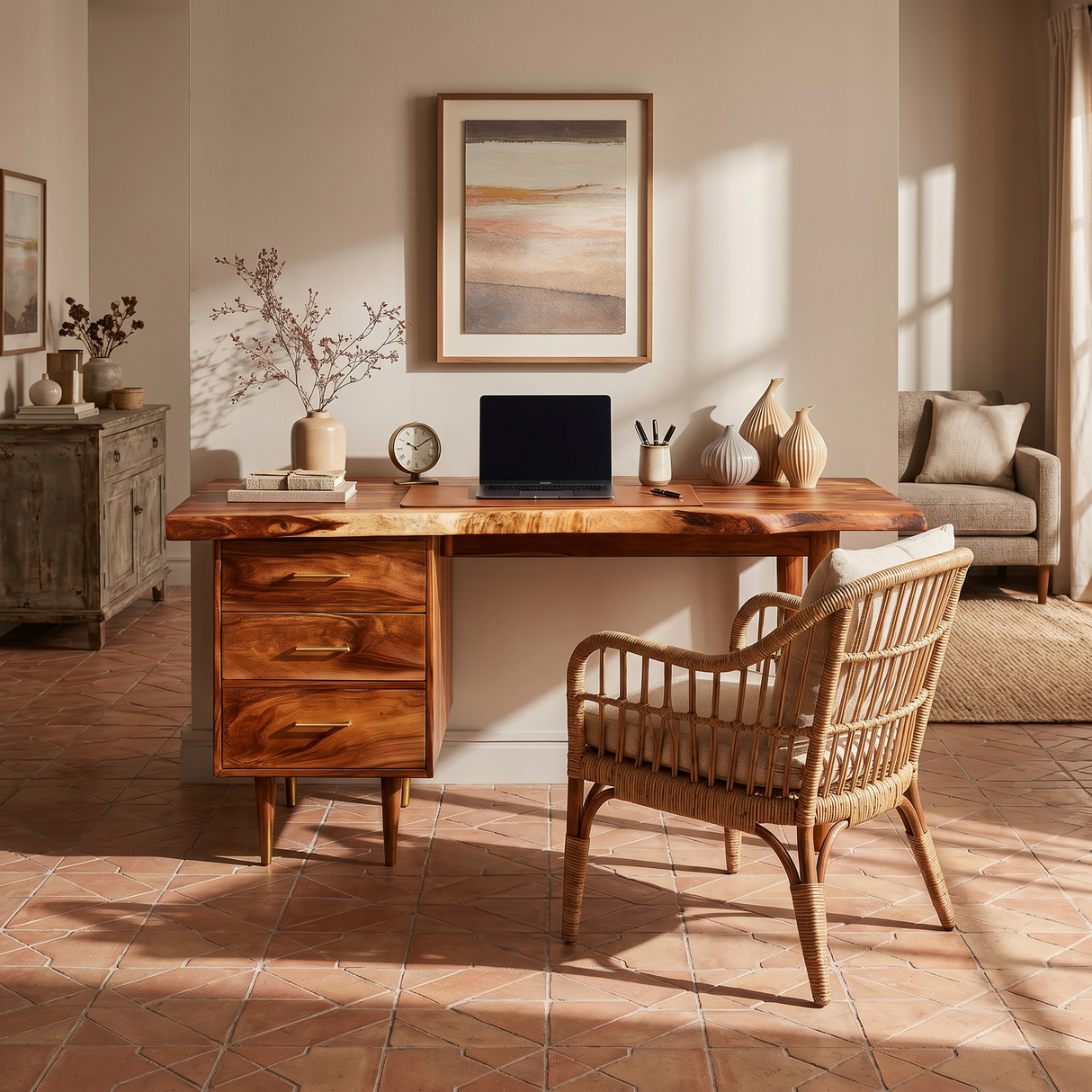 Luxury Office Desk With Open Shelf For High Rise Office