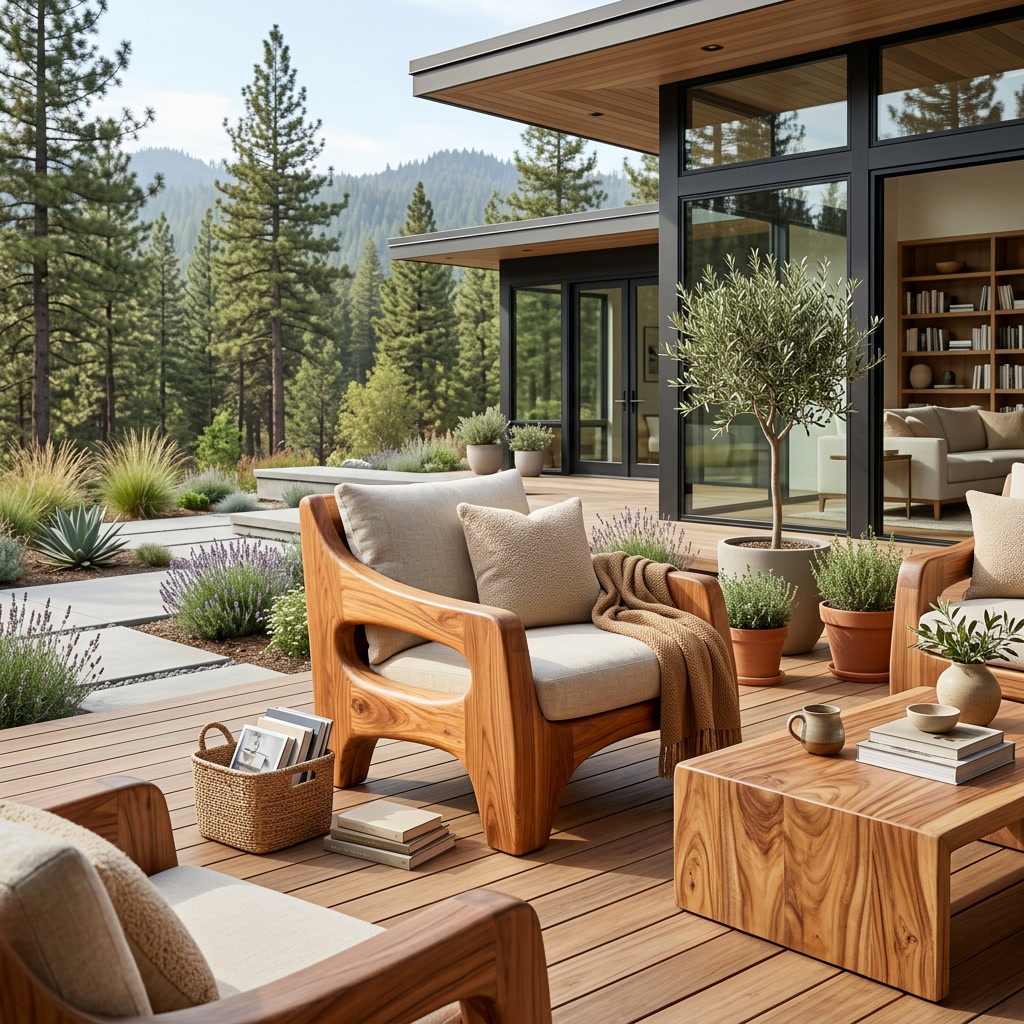 Contemporary Wooden Chair Sculptural Frame For Living Room