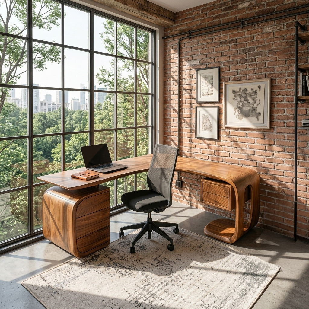 Mid Century L-Shaped Desk For Workspace Or Office