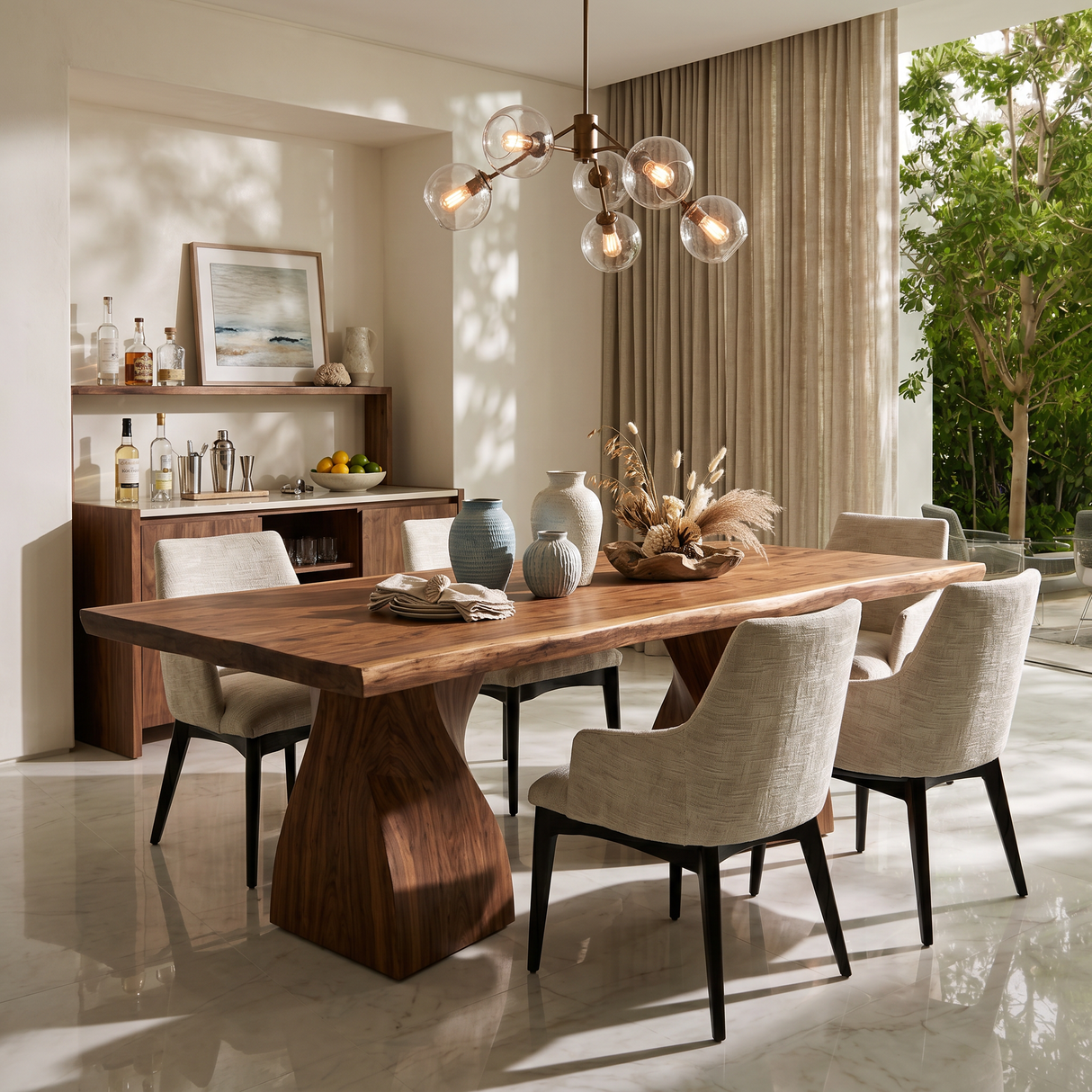 Modern Statement Feast Table For Tropical Dining Space