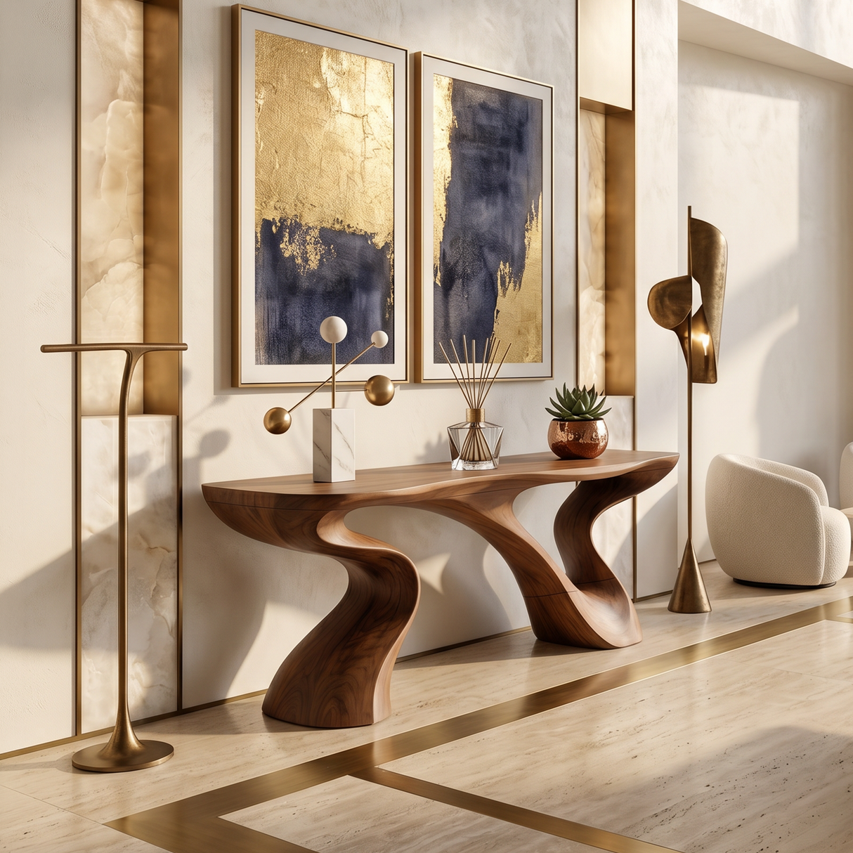 Minimalist Floating Console Table For Apartment Interior Design