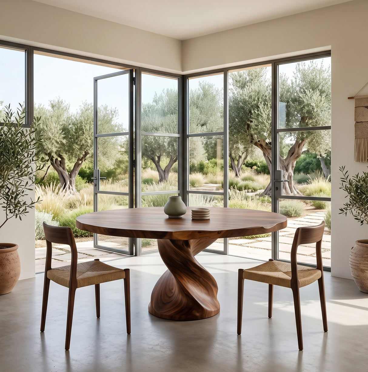 Luxury Twisted Pedestal Dining Table For Dining Room
